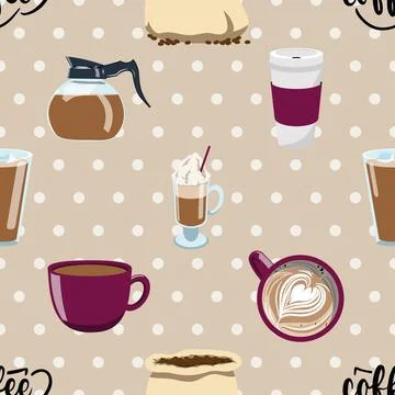 Seamless repeating pattern for coffee lovers Stock Illustration