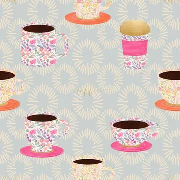 Seamless repeating pattern for coffee lovers Stock Illustration