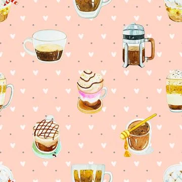 Seamless repeating pattern for coffee lovers Stock Illustration