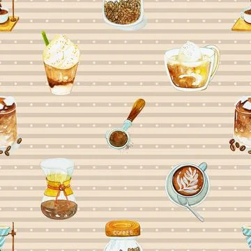 Seamless repeating pattern for coffee lovers Stock Illustration