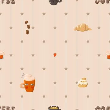 Seamless repeating pattern for coffee lovers Illustrazione stock
