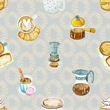 Seamless repeating pattern for coffee lovers Stock Illustration