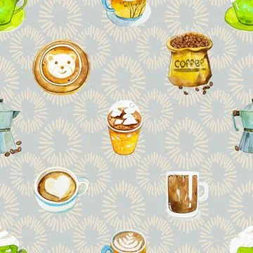 Seamless repeating pattern for coffee lovers Stock Illustration