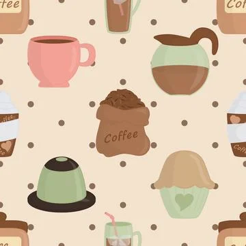 Seamless repeating pattern for coffee lovers Stock Illustration