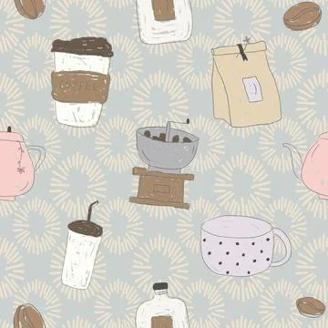 Seamless repeating pattern for coffee lovers Stock Illustration