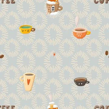 Seamless repeating pattern for coffee lovers Stock Illustration
