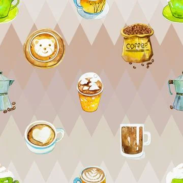Seamless repeating pattern for coffee lovers Stock Illustration