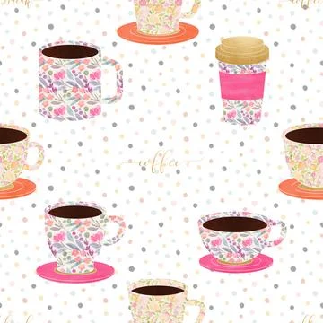 Seamless repeating pattern for coffee lovers Illustrazione stock