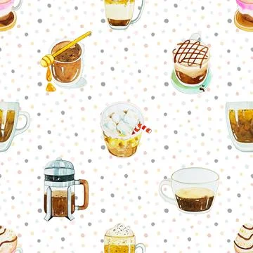 Seamless repeating pattern for coffee lovers Stock Illustration
