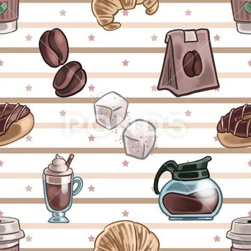 Seamless repeating pattern for coffee lovers Stock-Illustration