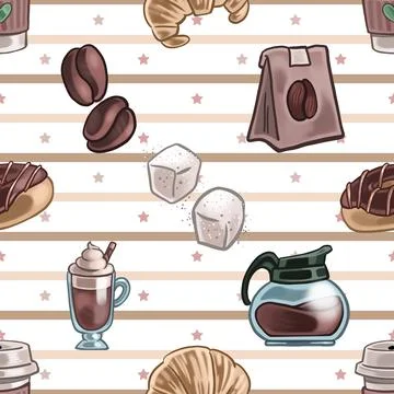 Seamless repeating pattern for coffee lovers Stock Illustration