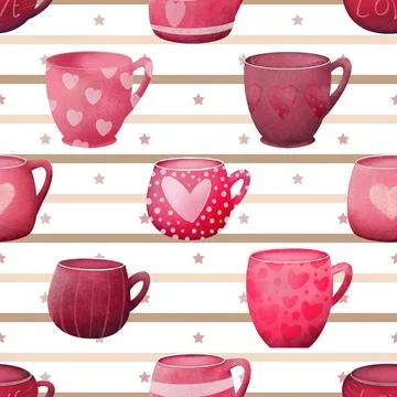 Seamless repeating pattern for coffee lovers Stock Illustration
