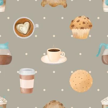 Seamless repeating pattern for coffee lovers Illustrazione stock