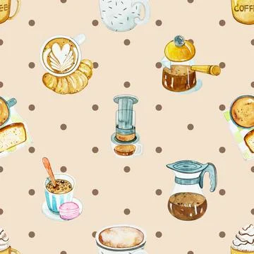 Seamless repeating pattern for coffee lovers Stock Illustration