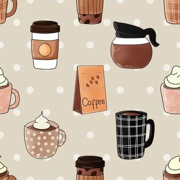 Seamless repeating pattern for coffee lovers Stock Illustration