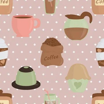 Seamless repeating pattern for coffee lovers Stock Illustration