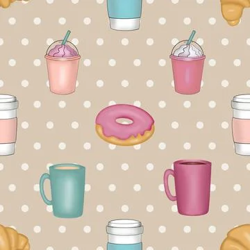 Seamless repeating pattern for coffee lovers Illustrazione stock