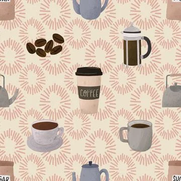 Seamless repeating pattern for coffee lovers Stock Illustration