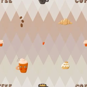 Seamless repeating pattern for coffee lovers Stock Illustration