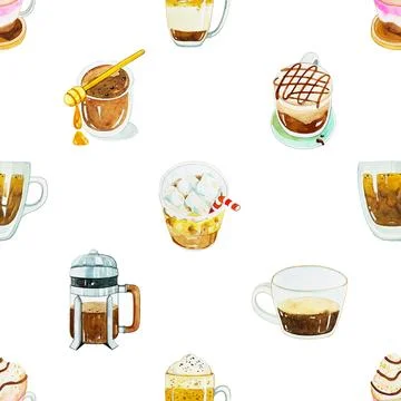 Seamless repeating pattern for coffee lovers Stock Illustration