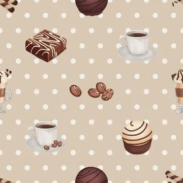 Seamless repeating pattern for coffee lovers Stock Illustration