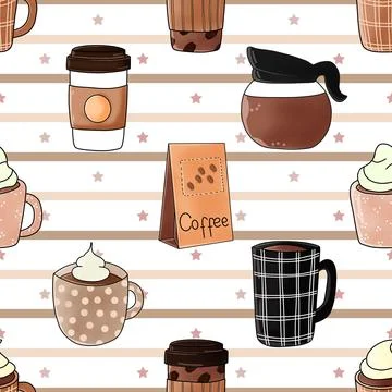 Seamless repeating pattern for coffee lovers Stock Illustration