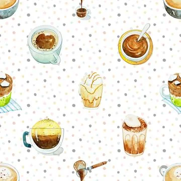 Seamless repeating pattern for coffee lovers イラスト素材