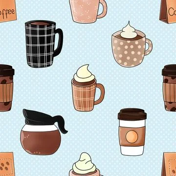 Seamless repeating pattern for coffee lovers Stock Illustration