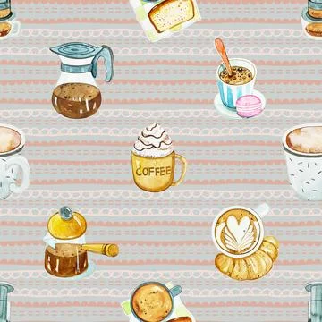 Seamless repeating pattern for coffee lovers Stock Illustration
