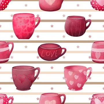 Seamless repeating pattern for coffee lovers Stock Illustration