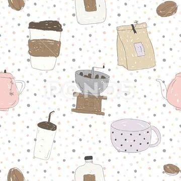 Seamless repeating pattern for coffee lovers 스톡 일러스트