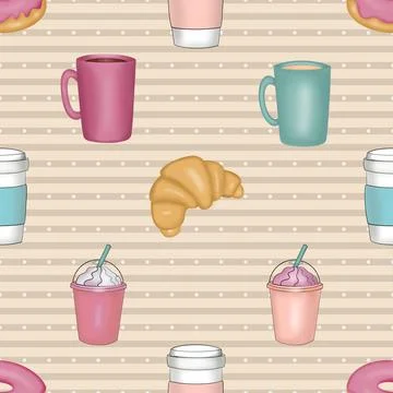 Seamless repeating pattern for coffee lovers Stock Illustration