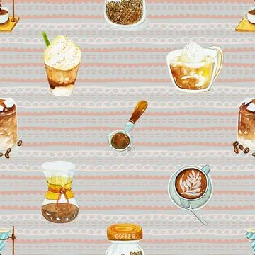 Seamless repeating pattern for coffee lovers Stock Illustration
