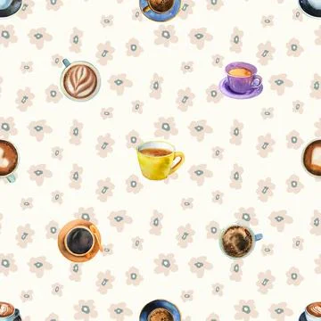 Seamless repeating pattern for coffee lovers Illustrazione stock