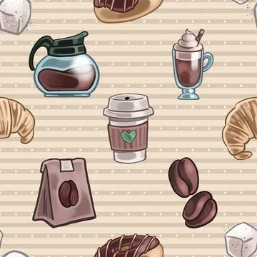 Seamless repeating pattern for coffee lovers Stock Illustration