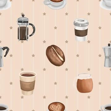 Seamless repeating pattern for coffee lovers イラスト素材