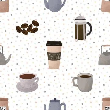Seamless repeating pattern for coffee lovers Illustrazione stock