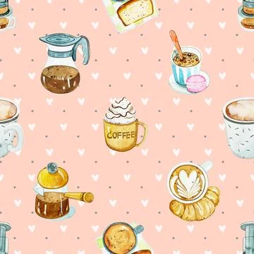 Seamless repeating pattern for coffee lovers Stock Illustration
