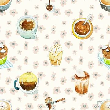 Seamless repeating pattern for coffee lovers Stock Illustration