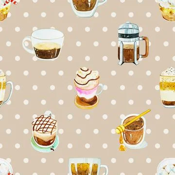 Seamless repeating pattern for coffee lovers Illustrazione stock