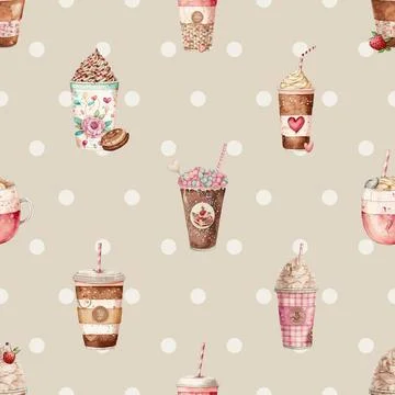 Seamless repeating pattern for coffee lovers Illustrazione stock