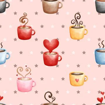 Seamless repeating pattern for coffee lovers Illustrazione stock