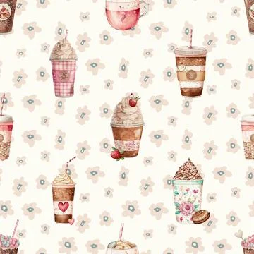 Seamless repeating pattern for coffee lovers Stock Illustration