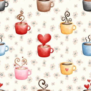 Seamless repeating pattern for coffee lovers Stock Illustration