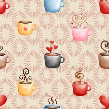 Seamless repeating pattern for coffee lovers Stock Illustration