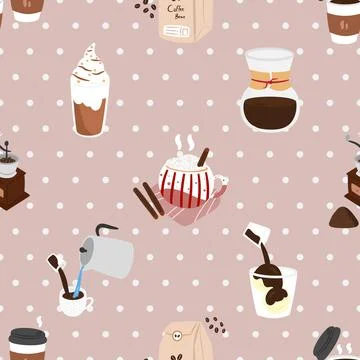 Seamless repeating pattern for coffee lovers Stock Illustration