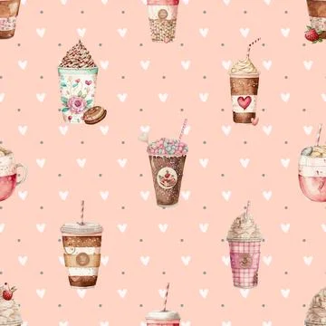 Seamless repeating pattern for coffee lovers Stock Illustration