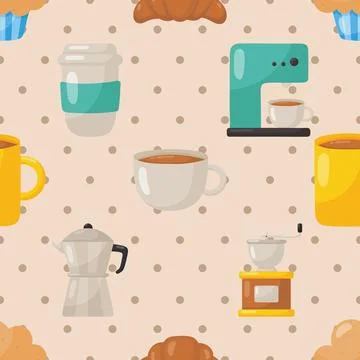 Seamless repeating pattern for coffee lovers Stock Illustration