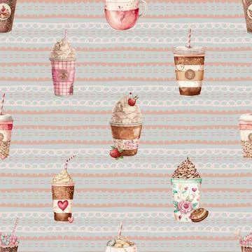 Seamless repeating pattern for coffee lovers Stock Illustration