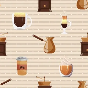 Seamless repeating pattern for coffee lovers Stock Illustration